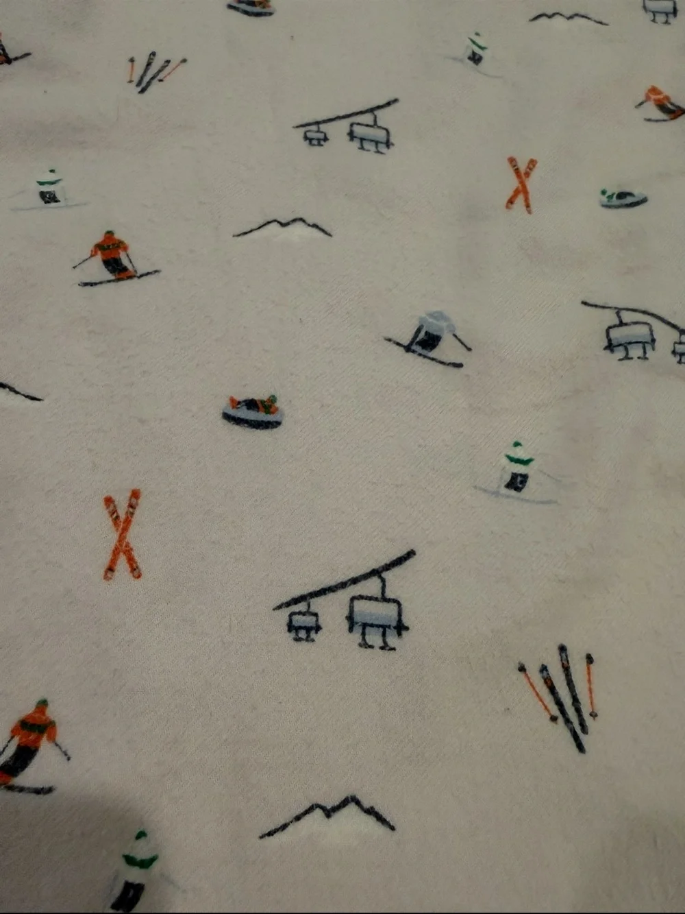 GAP Women’s White Pajama Pants with Blue & Orange Ski Motif Size Extra Large